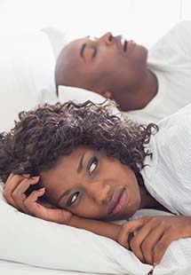 women unhappy with her partner's snoring
