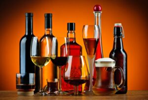 Various types of alcohol. 